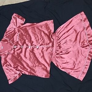 SWOMOG Women's Shorts satiny pajama Set XL
